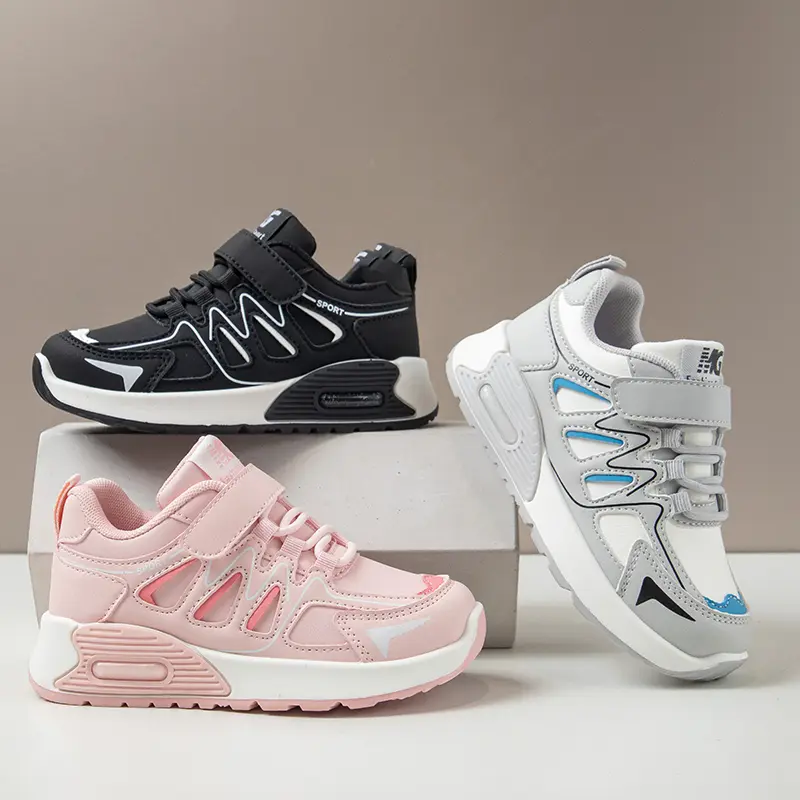 : sepatu sneakers Sekolah anak cewek cowok TK-SD umur 3-12tahun warna Hitam Pink running shoes walking sneakers