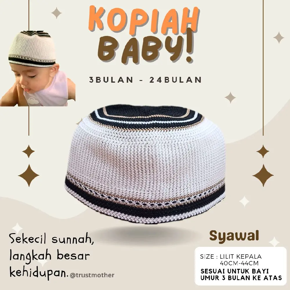 KOPIAH BAYI | KOPIAH PECI LEMBUT BABY | Kopiah Kait | Ketayap Bulat