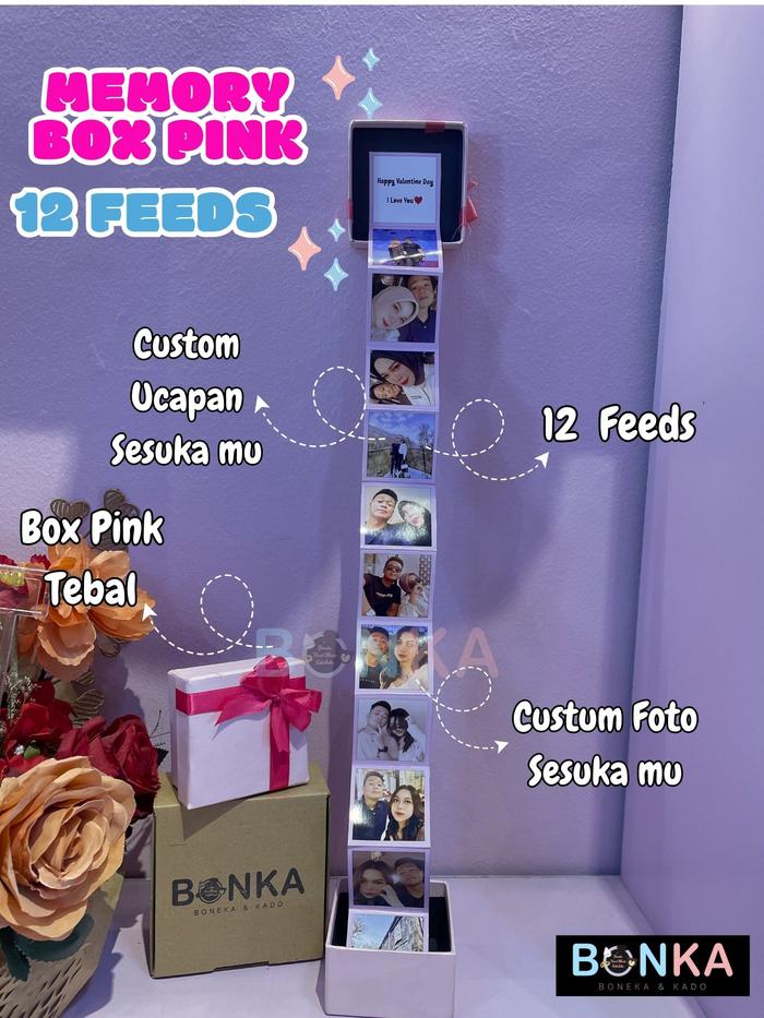 Gambar Memory Box Pink 12 Foto Custom Ucapan Kado Spesial Ulang Tahun Anniversary - 12 Feeds Foto dari Bonekahandmadesukasuka Kab. Sukoharjo Tokopedia