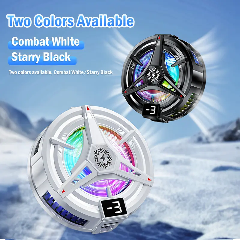 MODOFO Kipas Pendingin Game Semikonduktor Dual Mode Layar Digital Pembekuan Cepat Pendingin Tahan Lama Magnet HP Hisap Kuat 3 Level Efek 3 Warna Lampu Game cooler Gamepad 6