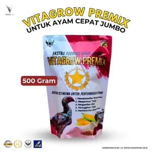VITAGROW PREMIX 500gr & 200gr - Extra Fooding, Extra Vitamin Ayam & Pakan Tambahan Ayam Untuk penggemuk Jumbo - BN Jamu Serbuk Herbal