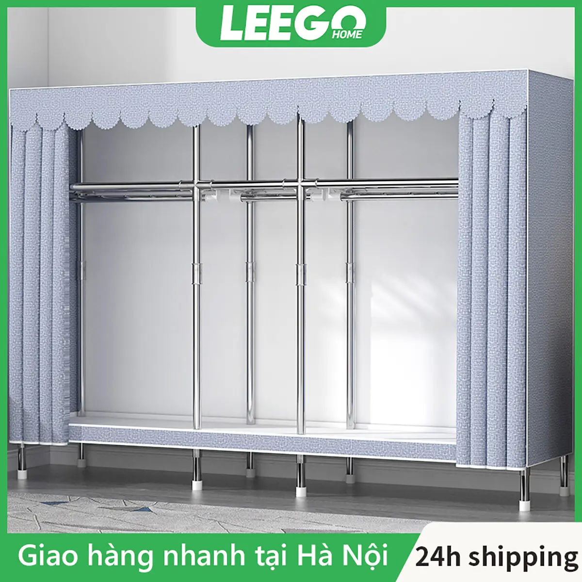 Leego Tủ quần áo khớp hợp kim Khung thép không gỉ chịu được 800kg Tủ Vải Kệ trẻ em Tủ quần áo Không rỉ sét