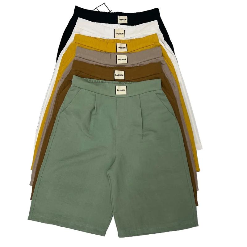  Quần lửng nữ ống rộng cạp chun vải đũi hàn cao cấp mềm mịn thoáng mát 