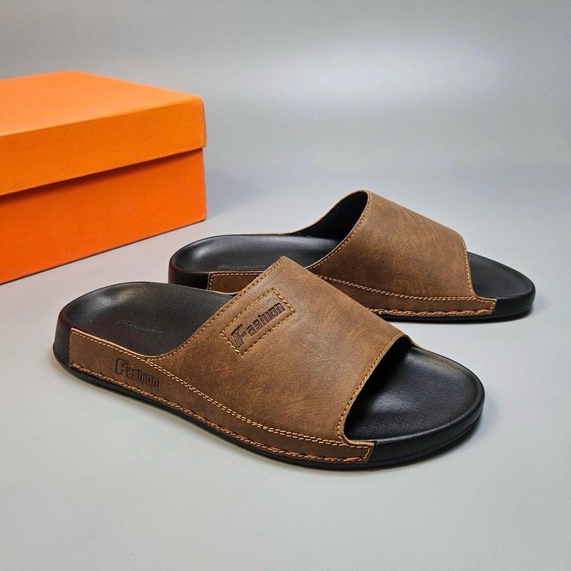 [Dép CÔNG THÁI HỌC Fashion - Đế cao cấp] Khâu Miễn Phí , Dép da đúc - Dép nam siêu bền, đế đúc cao su bền bỉ - nhẹ và ôm chân Nam DéP Đế Bằng Shoes