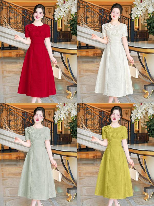 MIỄN SHIP BST MDU5251 Váy Tafta Vân Gỗ Cao Cấp - Dáng Chữ A Xòe Dài Dành Cho Nữ.