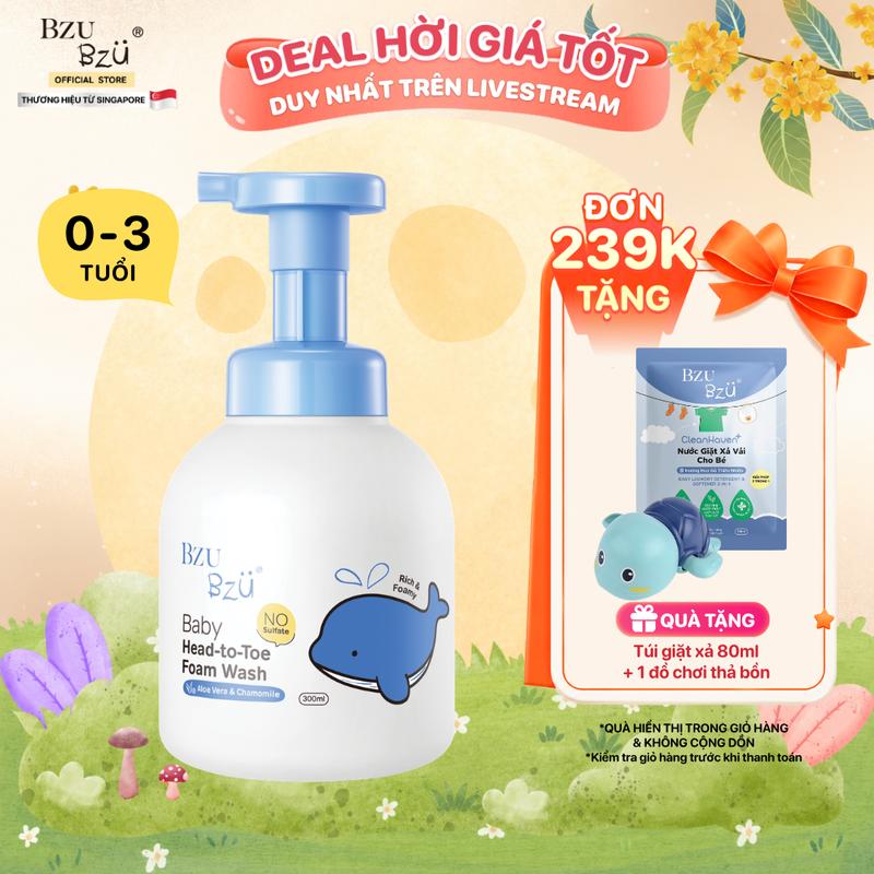 Sữa Tắm Gội Toàn Thân Em Bé Tạo Bọt BZUBZU Dịu Nhẹ Mềm Mại Cho Da 300ml Cho Bé…