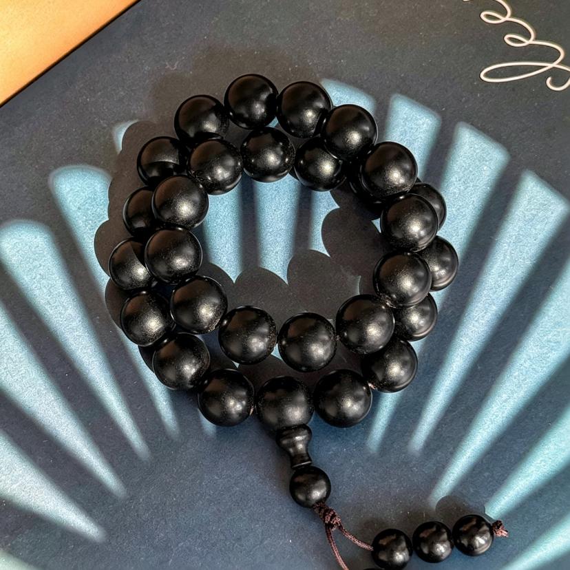 Tasbih Kayu Eboni Hitam Asli  33&99 Butir - Gelang Tasbih Pria Wanita untuk Ramadan Idul Fitri Oleh-Oleh Umroh Gelang Doa Muslim Manik Pendek Kayu Cendana Ungu Ebony