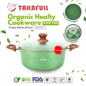 Panci Anti Lengket + Tutup Kaca Bebas PFOA - Aman MPASI & Masakan Sehat (Diameter 22 & 26 cm)