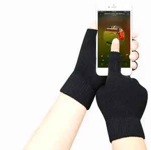 6 PASANG SARUNG TANGAN RAJUT SETENGAH JARI/SARUNG TANGAN HITAM POLOS MODEL BUNTUNG cewek Cowok Aksesoris Hitam Gloves