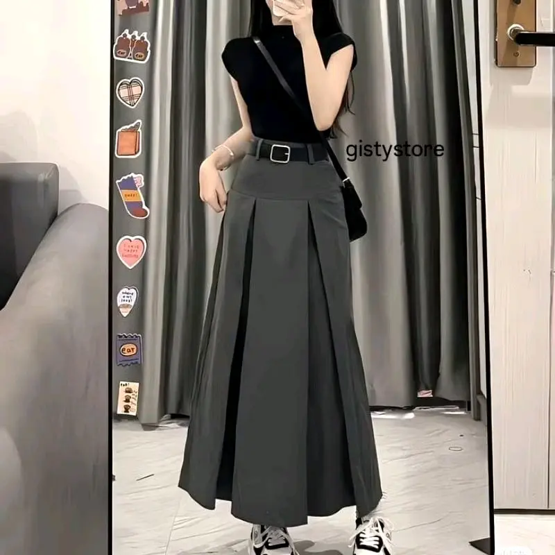 TITIKSTORE.ID-Rok Moana Skirt Korean style bahan twill premium - rok kerja panjang wanita basic reguler