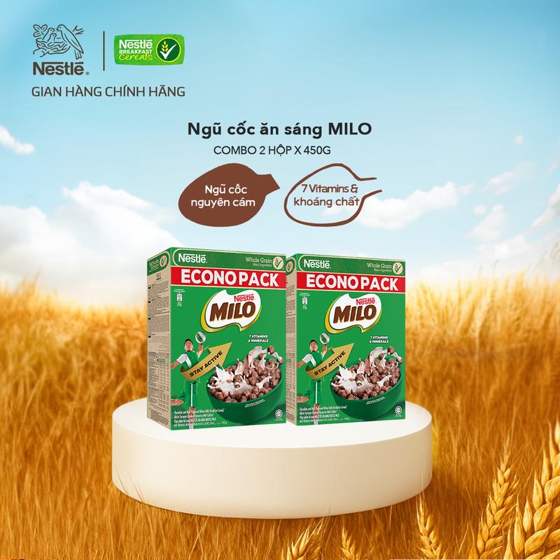Nestlé VN Combo 2 hộp Ngũ cốc ăn sáng MILO Hộp 450g -ST