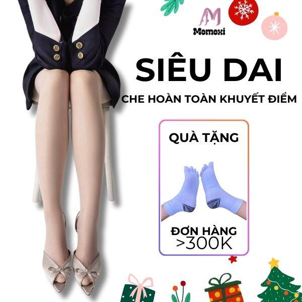 Quần tất màu da 3D công nghệ dệt 720 kim Momoxi loại 2 lớp lót nỉ ấm áp 10 – 20 °C che khuyết điểm chân giống màu da chân tự nhiên.