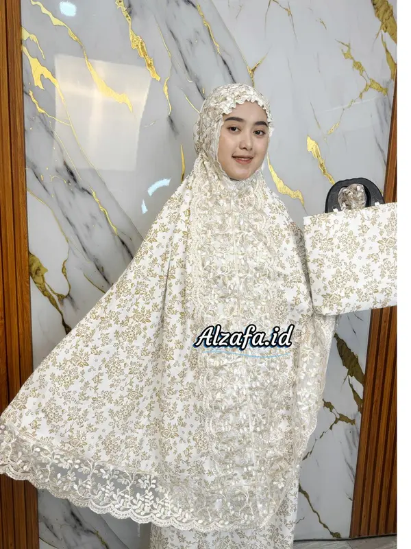 Mukena Sabrina Dewasa Katun Mix Foil New Exslusif Renda Tileu Import Mewah 1