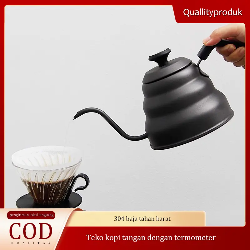 20 teko kopi teko awan cerat panjang berkapasitas besar dengan teko pembuatan bir tangan termometer dapat memanaskan api terbuka 1000ML
