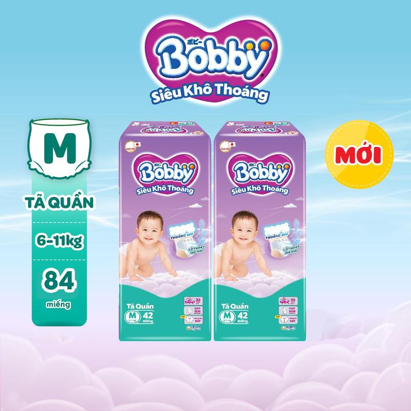 Bobby Tã/bỉm quần M42/L36/XL32/XXL28/XXXL22 (3XL24) Siêu khô thoáng