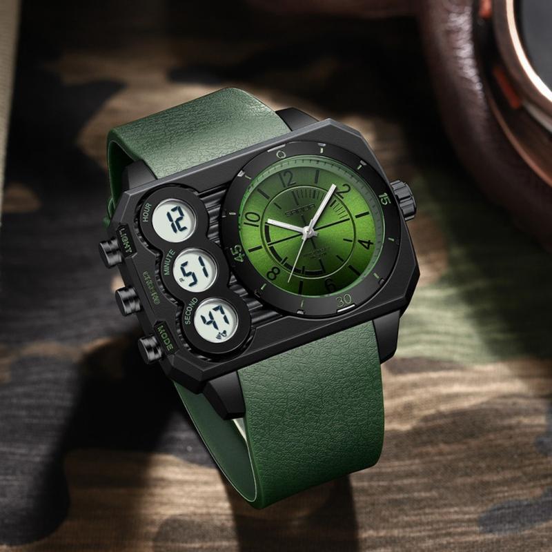  Đồng Hồ Điện Tử Nam SANDA 6237 Xu Hướng Thời Trang Màn Hình Kép Thể Thao Không Thấm Nước Dạ Quang Mặt Số Lớn 