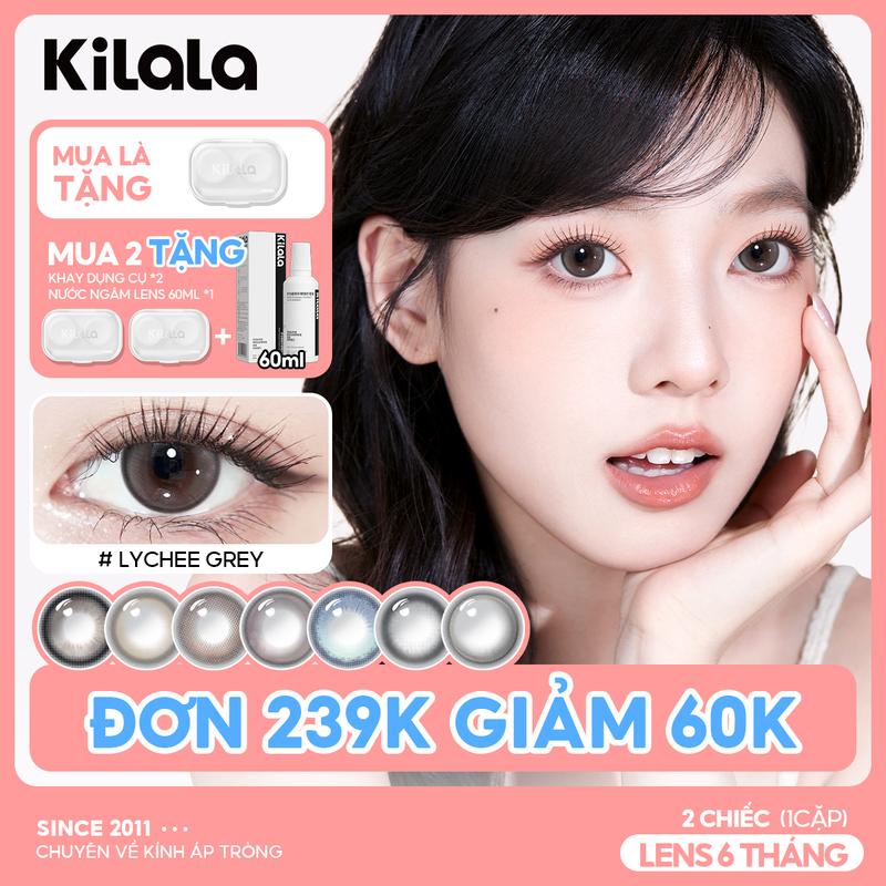  Kính áp tròng Kilala lens 6 tháng màu đen xám nâu DIA 14.2-14.5mm độ cận 0-7 màu sắc tự nhiên không kén tone makeup lựa chọn tốt cho chụp kỷ yếu Nữ Women 