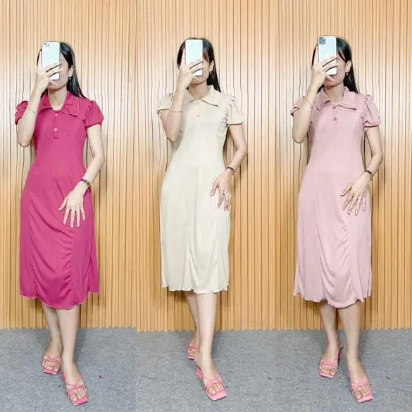 HEIDI Dress Knit Wanita / Dress Kerah Kancing