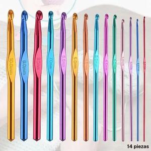 Set de ganchos de aluminio de colores aleatorios, 14 piezas/set de agujas de ganchillo coloridas, herramienta de tejido DIY, suministros para ganchillo hechos a mano para uso doméstico