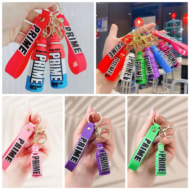 Eye catching Prime Drink Bottle Keychain Pvc Silicone Hangings For Female Bags And Vehicles Wide Range Of Colors Available 6.3*2cm/2.48*2.48in Ideal For Birthdays Travel Keepsakes Party Get togethers And Beyond