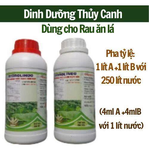 Bộ dinh dưỡng thủy canh đậm đặc HYDROLINDO (2 chai A & B) Chuyên dùng cho rau ăn lá – Hàng Việt Nam chất lượng cao – Pha Nhanh, Dùng Hiệu Quả Cho Mọi Loại Rau, Dung dịch Dinh Dưỡng thủy canh cho rau ăn lá, rau ăn trái và bút TDS đo dinh dưỡng thủy canh
