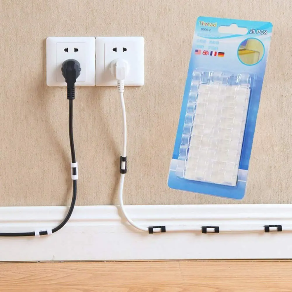 Cable Clip Perapih Klem Kabel isi 20 Tempel klip USB Charger lem 3m