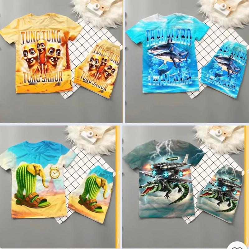 Combo 4 bộ  {. TUNG TUNG SAHUR. } cho bé đủ size 10-40kg chất thun lạnh mềm mịn mát mặc thoải mái thoáng mát dễ chịu