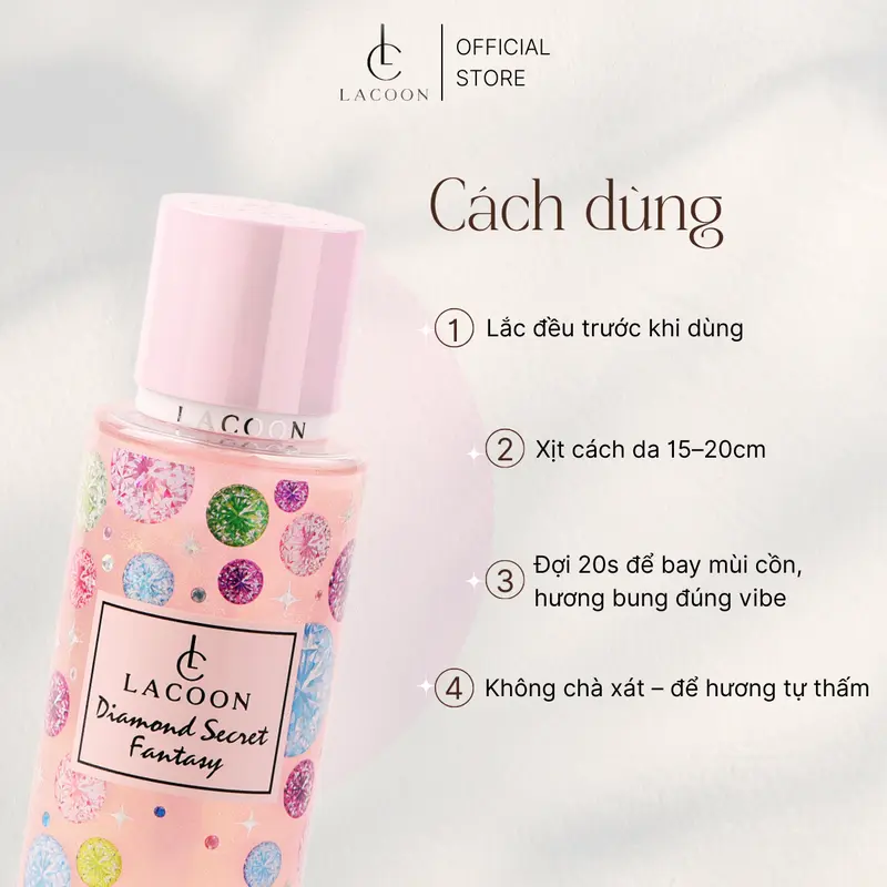LACOON Body Mist Xịt Thơm Toàn Thân Nam Nữ Hương Nước Hoa 12H - 24H Với 6 Mùi Hương An Toàn Cho Mọi Loại Da 4