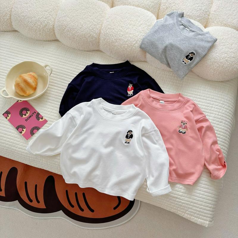  Áo Thun Cho Bé Áo Dài tay Thêu Gấu Chất Cotton Cho Bé Trai Bé Gái 6-18kg SUMO KIDS 