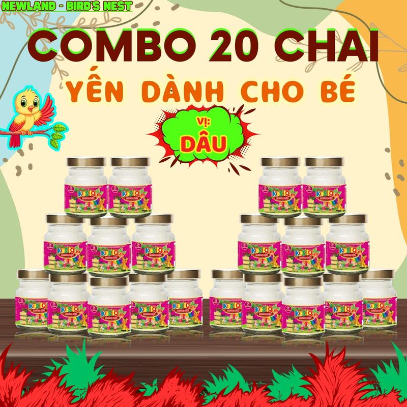  COMBO 20 - Yến Sào Cho Bé KIDS IQ Hương Dâu - 460mg yến  70ml - Hỗ Trợ Sức Khỏe Bổ Sung Dinh Dưỡng Cho Trẻ Em 
