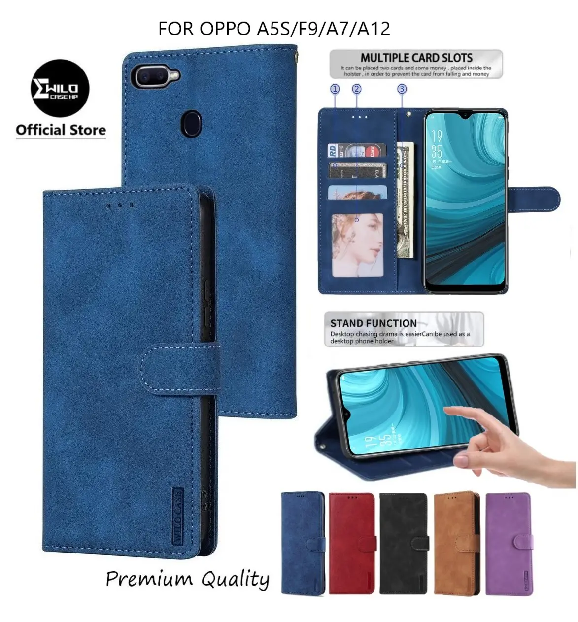 CASE UNTUK OPPO A5S | OPPO A7 | OPPO F9 | OPPO A12 | A11K FLIP LEATHER CASE PREMIUM-FLIP WALLET CASE KULIT UNTUK OPPO A5S/A7/F9 ASING DOMPET-FLIP COVER LEATHER-SARUNG BUKU HP