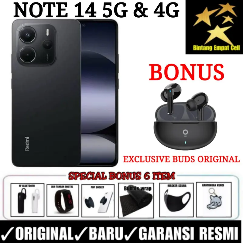 (EXCLUSIVE MASBOIS) XIAOMI REDMI NOTE 14 5G 4G 8/128 & 8/256 & 12/512 GARANSI RESMI 1