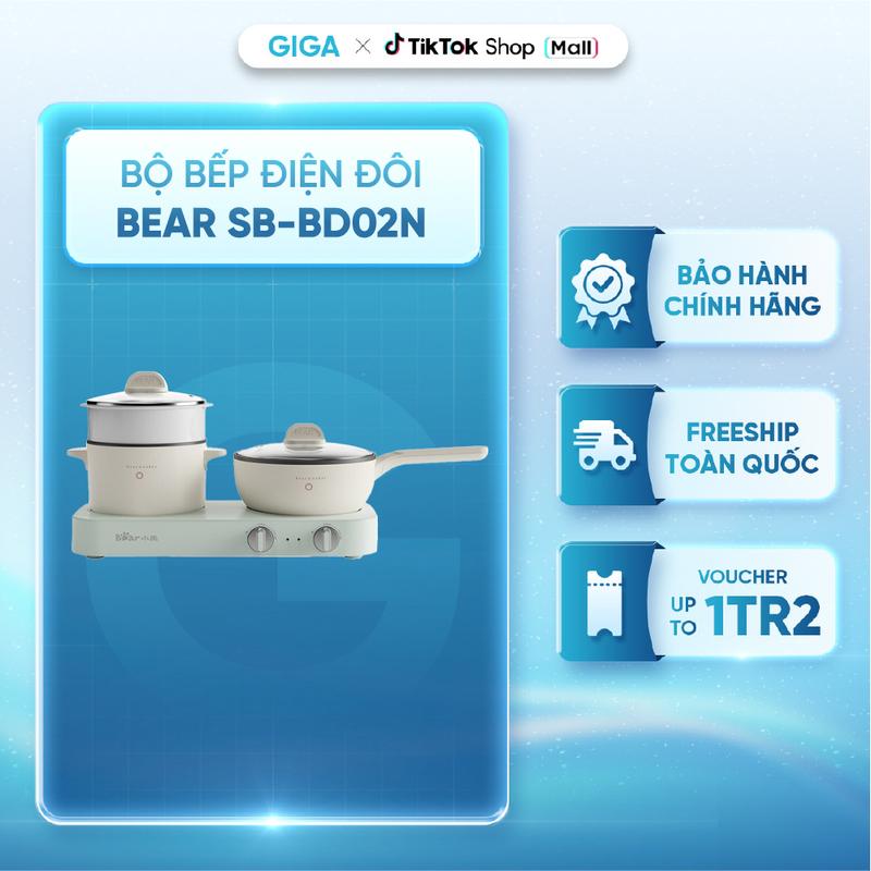 Bộ bếp điện đôi Bear SB-BD02N kèm nồi, chảo đa năng