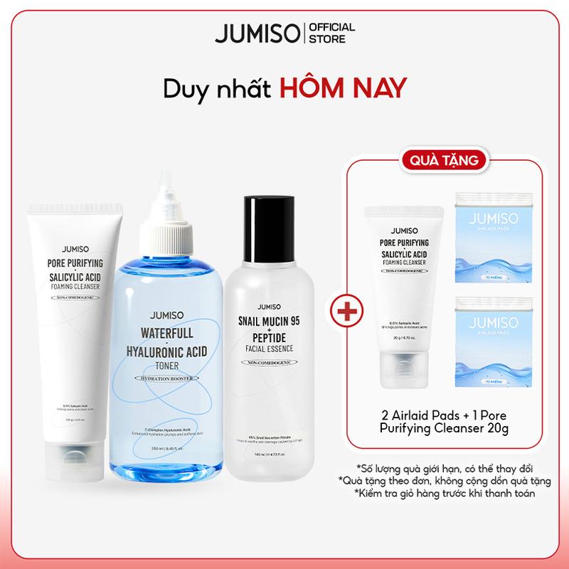 Jumiso Bộ 3 Sản Phẩm Toner Waterfull Tinh Chất Snail Mucin 95 Sữa Rửa Mặt Pore Purifying Salicylic Acid Foaming Cleanser Giúp Sạch Sâu Cấp Ẩm Và Hỗ Trợ Ngăn Ngừa Lão Hóa