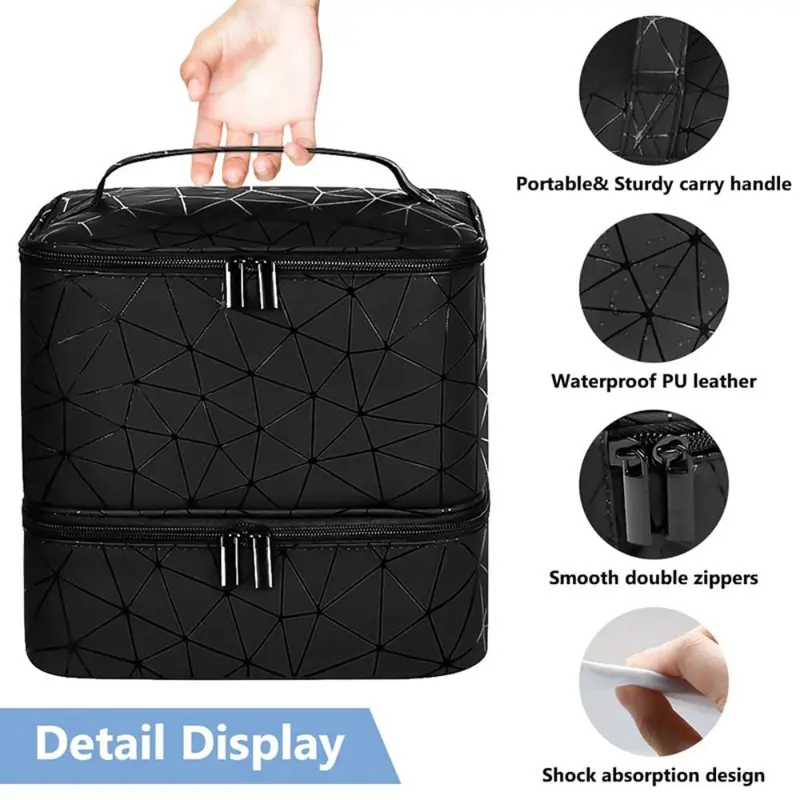 Túi Sắp Xếp Móng Tay 30 Ngăn Túi Trang Điểm Hai Lớp Bằng Nylon PU Mới Có Tay Cầm Túi Xách Túi Làm Móng Cho Gel Sơn Móng Tay 4