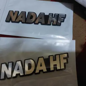 Nama Akrilik Custom 2 Kata Warna Hologram Gold 12-15 Cm 2 Lapisan Atas Bawah Hitam Bisa COD