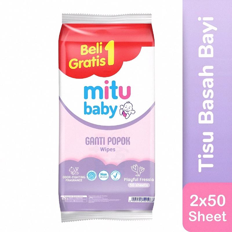 tissue basah mitu 50 s buy 1 get 1 Wipes bayi Tisu Alcohol-Free Tidak 2