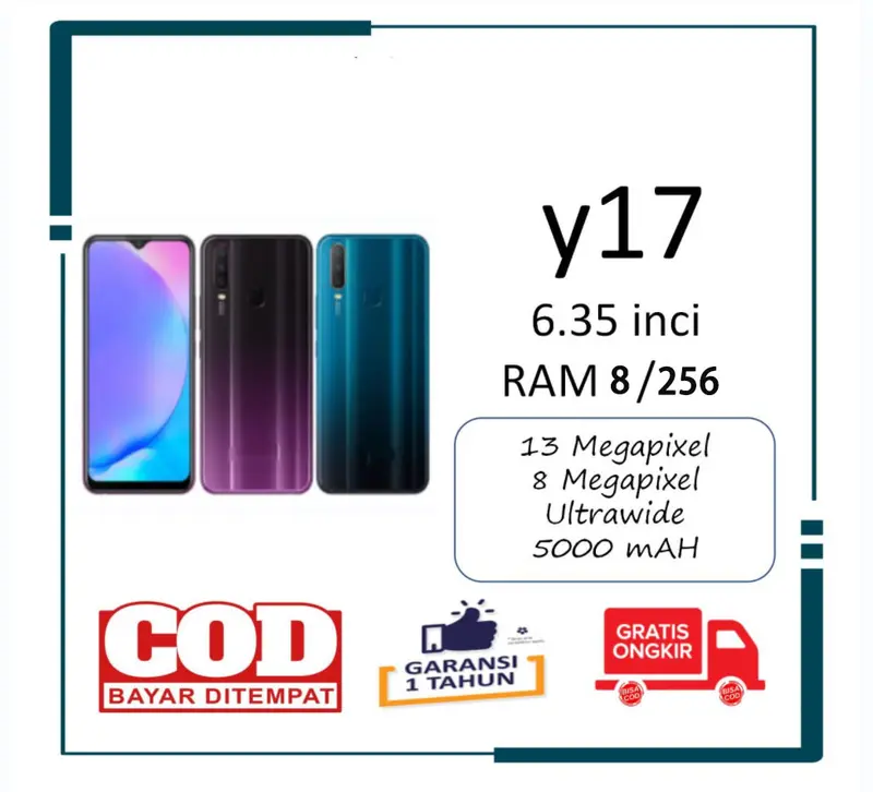 SMARTPHONE Y17 RAM 8/256GB GARANSI 1 THN Android FULLSET 1