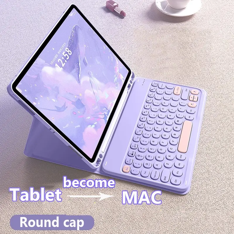 Sarung untuk Redmi Pad SE 11 inci 2023, Penutup Penutup Bulat dengan Sarung Papan Kekunci Kulit PU Flip Tanpa Wayar Boleh Ditanggalkan Secara Magnetik, dengan Slot Pen, Serasi dengan Xiaomi Redmi Pad SE 11 inci 2023