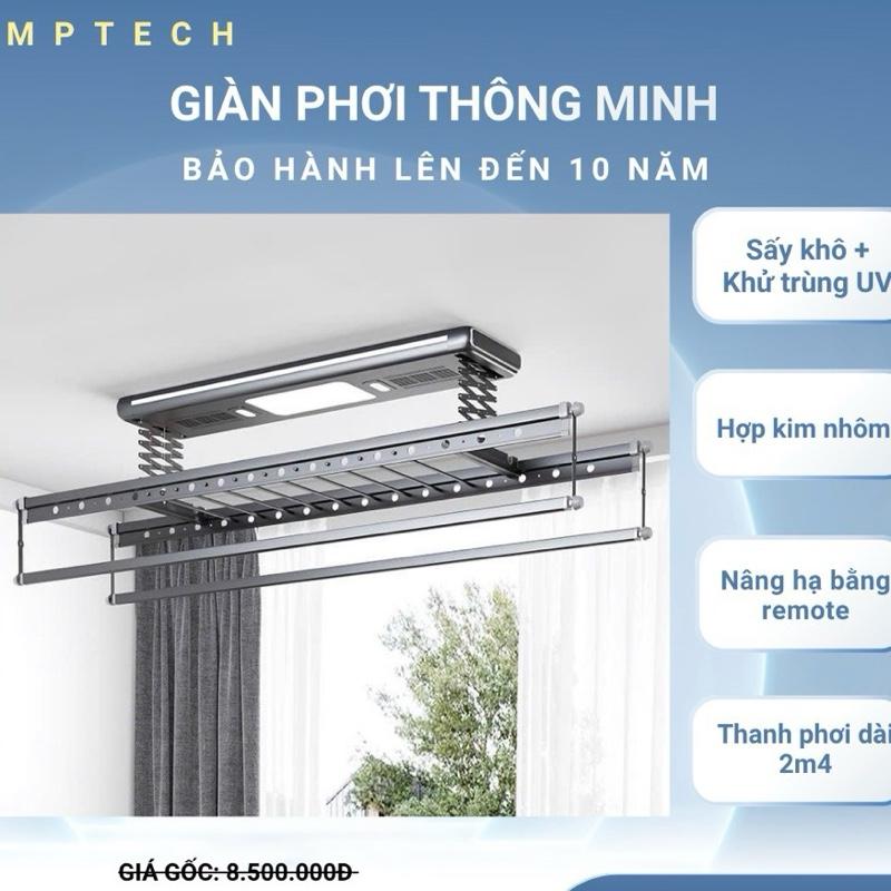 Giàn Phơi Quần Áo ( MPTECH - Tự động nâng hạ bằng remote + Sấy khô + Khử trùng uv + hợp kim nhôm nên rất bền bỉ )