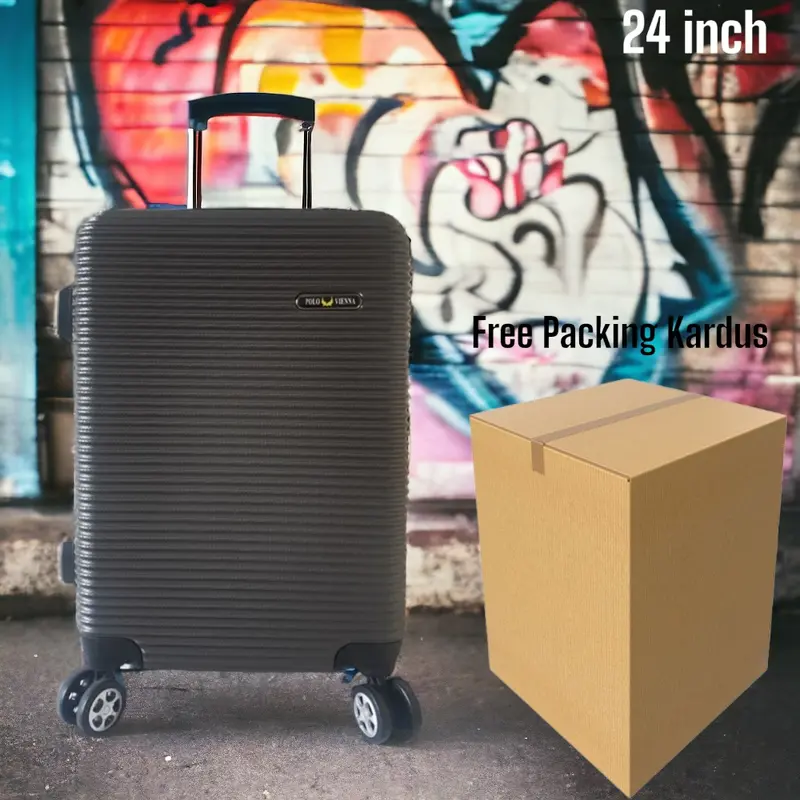 KOPER BAGASI  KABIN UMROH 24 INCH POLO VIENNA 010 KOPER BAGASI FREE PACKING DUS KOPER GARANSI PENGIRIMAN RODA Hitam BUKAN Pink 3
