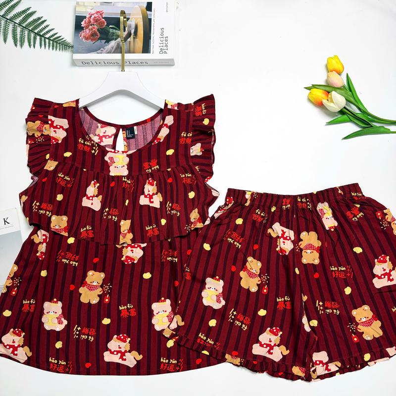  Bộ Lanh Đùi Cánh Tiên Bèo Ngực F21 VNXK 45-75kg - Đồ Bộ Tole Nữ - Women Top Áo 