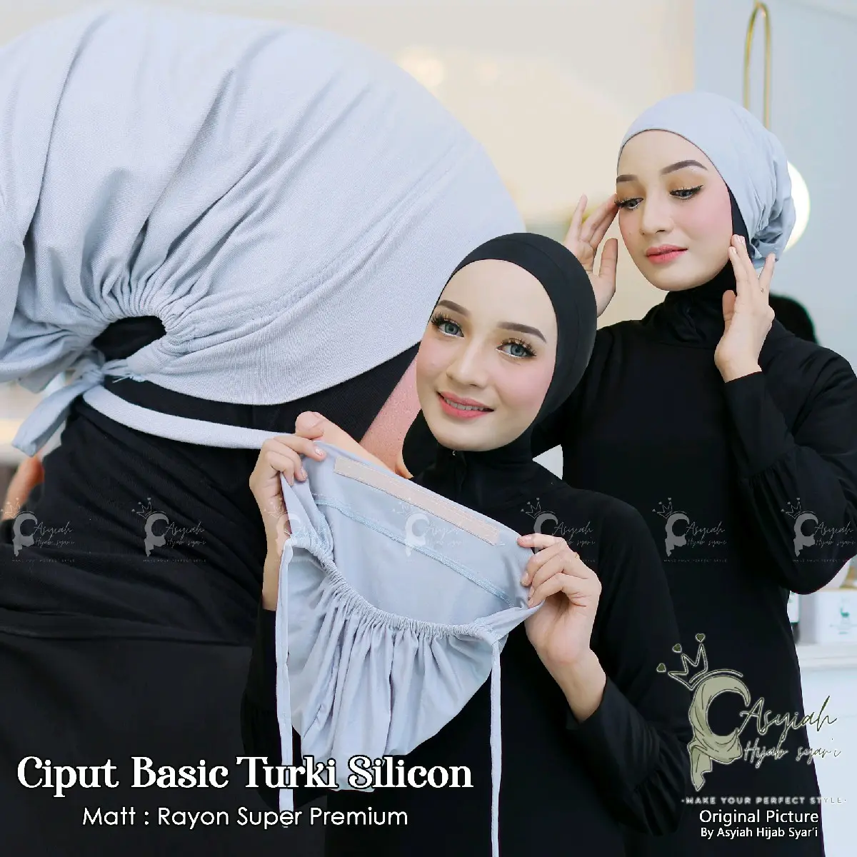 Nuyyhijabid Ciput Tali Rayon silikon Dalaman Arab Iner basic Turki Bahan Rayon Super Premium Menyerap keringat ciput dalaman jilbab kaos lubang inner kerudung spandeks turkey navy