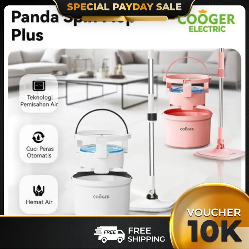 COOGER Electric Pel Panda Plus Dual Clean Mop Upgrade Spin Mop Upgrade Air Bersih Air Kotor Terpisah 0