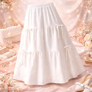 Rok anak perempuan panjang 12 - 14 thn pita serut susun crinkle rok anak lucu Fashion anak Cantik