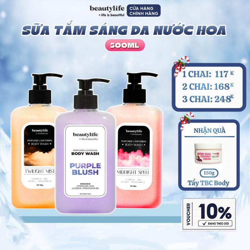 Sữa Tắm Nước Hoa beautylife hỗ trợ làm sáng da cấp ẩm & dưỡng da hương nước hoa lôi cuốn 500ml Dưỡng Da Body Làm Đẹp Da