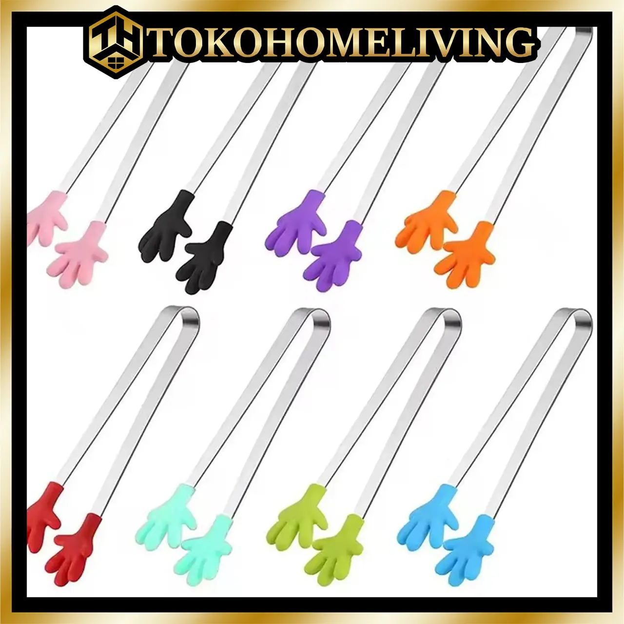 THL Silicone Mini Tong Capitan Jepit Capit Makanan Bahan Stainless Steel Dengan Ujung Silikon Penjepit Makanan Lucu R1344