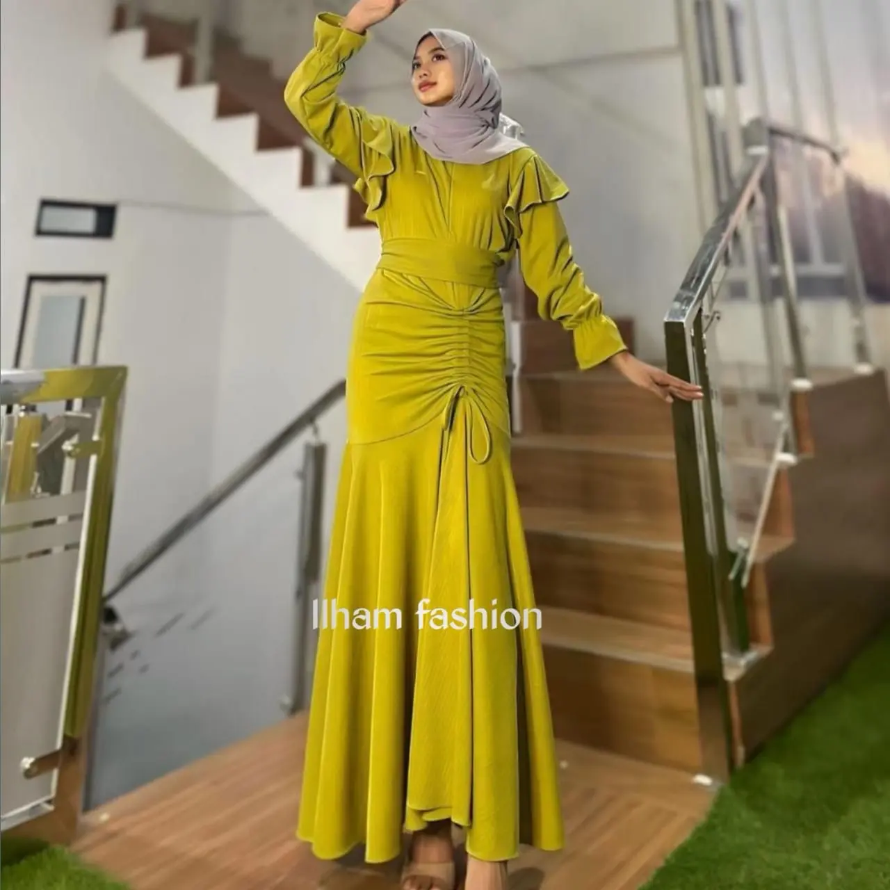 Yumna dress mermaid Gamis duyung terbaru cringkle airflow