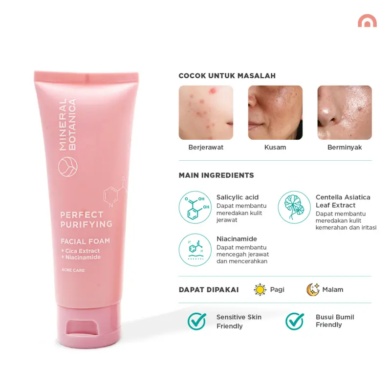 Mineral Botanica Perfect Purifying Facial Foam 100g Kulit Berjerawat Facial Wash 2