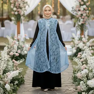 Liliarda Cardigan brukat tanpa lengan outer brokat wanita kekinian Rompi Panjang Hitam Atasan Outer Wanita Kekinian Bahan Brukat untuk Kondangan Penampilan Classy dan Anggun Ada Tiga Kancing Aktif